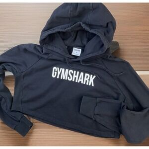 Gymshark Hoodie Super Cropped Sweatshirt Fitness Pullover Graphic‎ Logo Sz M